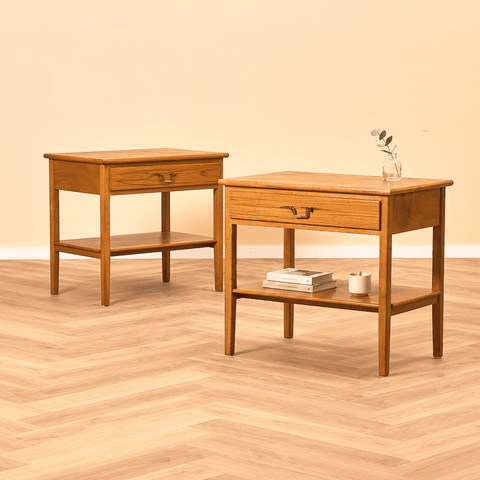 Two beadside tables in teak from Beyo Vintage
