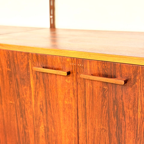 Danish wall unit in Santos rosewood by Kai Kristiansen, for FM Mobler