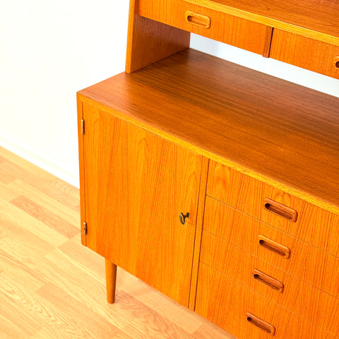 Reserved Swedish bookshelf with writing desk in teak