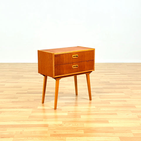 Swedish side table in teak & beech