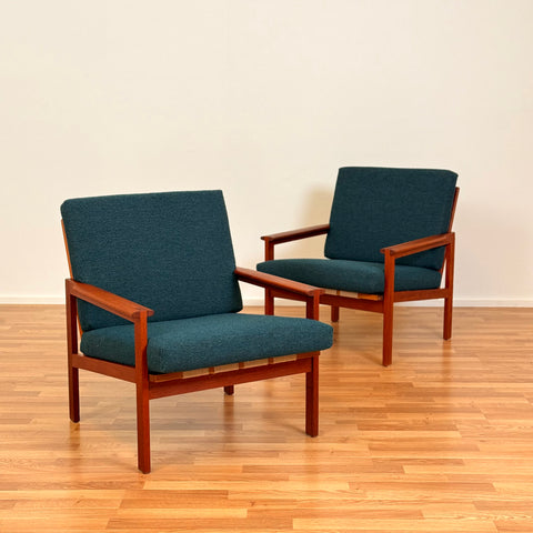 Danish armchairs in solid teak by Illum Wikkelsö