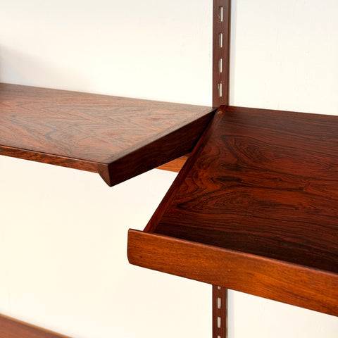 Danish wall unit in Santos rosewood by Kai Kristiansen, for FM Mobler