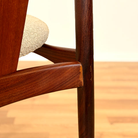Danish dining chairs in teak and walnut