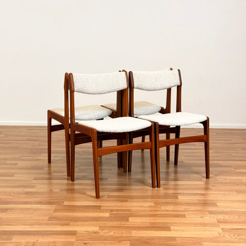 Danish set of 4 dining chairs in teak by Erik Buch