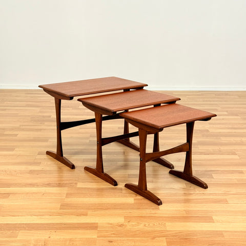 Danish set of nest of tables in teak