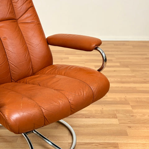 Norwegian armchairs in leather and chrome by Ekorners, Stressless
