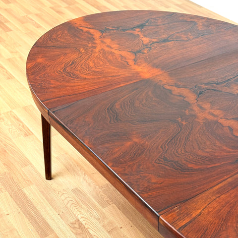 Round dining table in Santos rosewood with 1 ext., 1950s-60s, Denmark