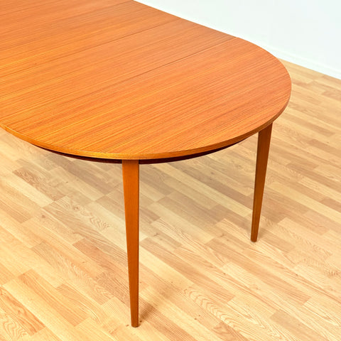 Swedish round dining table in teak & beech