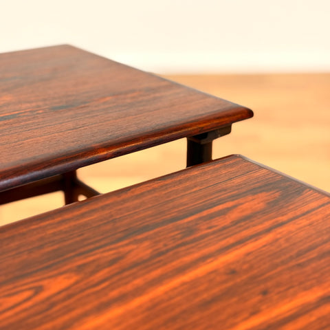 Set of 3 nest of tables in Santos rosewood, 1950s-60s Denmark