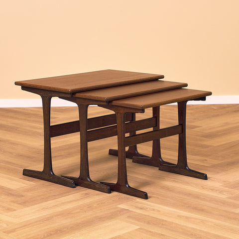 Danish set of nest of tables in mahogany