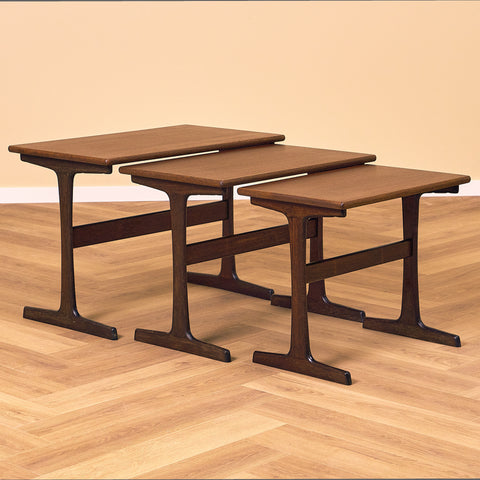 Danish set of nest of tables in mahogany