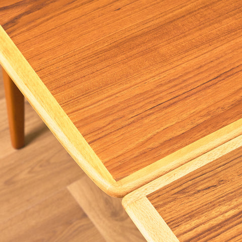 Swedish extendable coffee table in teak and beech