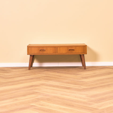 Swedish side table in teak and beech