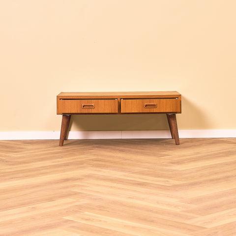 Swedish side table in teak and beech
