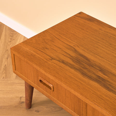 Swedish side table in teak and beech