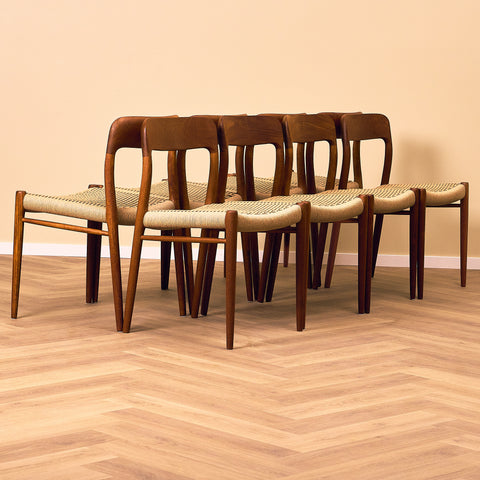Danish dining chairs in solid teak by Niels Otto Møller for J.L. Møllers, model 75