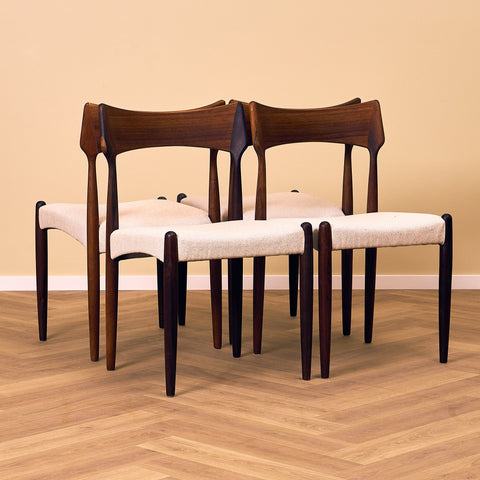 Danish set of 4 dining chairs in Santos rosewood by Christian Linneberg