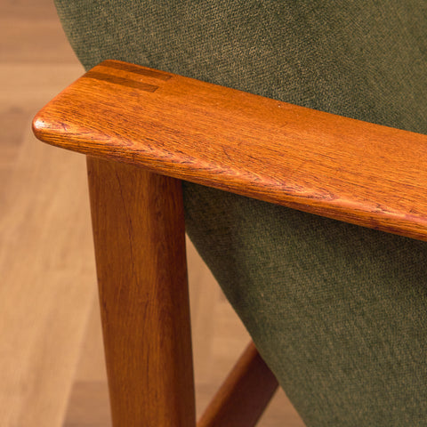 Swedish armchair and stool in teak by Bröderna Andersson, Ekenässjön