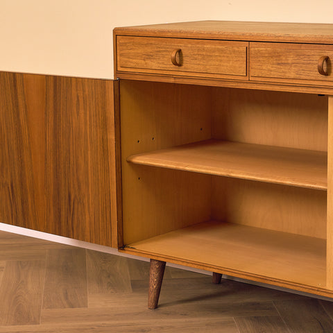 Swedish sideboard in walnut by Bertil Fridhagen for Bodafors, model 'Fasett'
