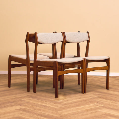 Set of 4 danish dining chairs in teak by Erik Buch for O.D. Møbler