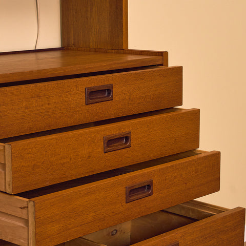 Swedish polyform shelving system in teak