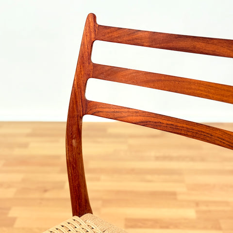 Danish set of 6 dining chairs in Santos rosewood, Niels O. Møller, model 78