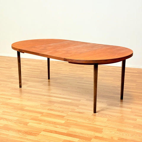 Swedish round dining table in teak & beech
