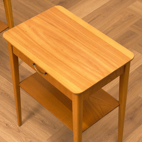 Swedish bedside tables in elm & beech by Björkås Möbelfabrik