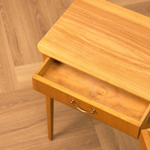 Swedish bedside tables in elm & beech by Björkås Möbelfabrik