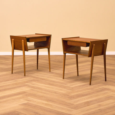Swedish bedside tables in teak & oak by IKEA, model 'Ante'