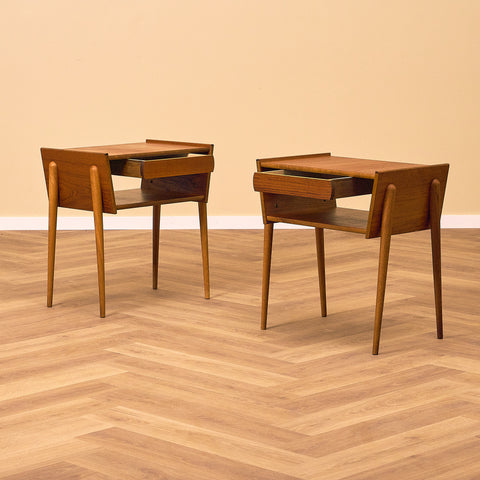 Swedish bedside tables in teak & oak by IKEA, model 'Ante'