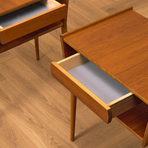 Swedish bedside tables in teak & oak by IKEA, model 'Ante'