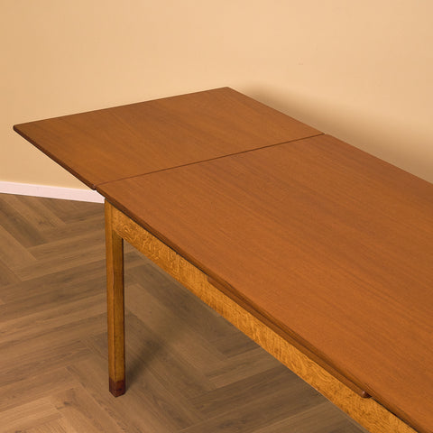 Large Danish rectangular dining table in teak & oak by Borge Mogensen
