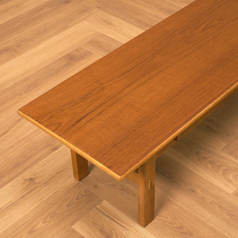 Swedish side table in teak and oak