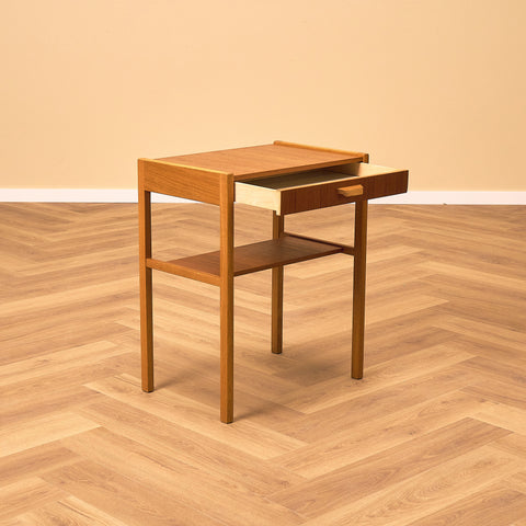 Swedish bedside table in teak and beech