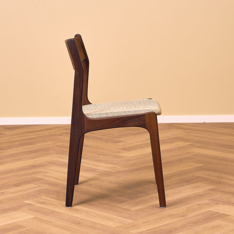 Danish dining chairs in teak and walnut