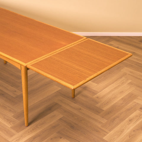 Swedish rectangular dining table in teak and oak by NK Verkstäder