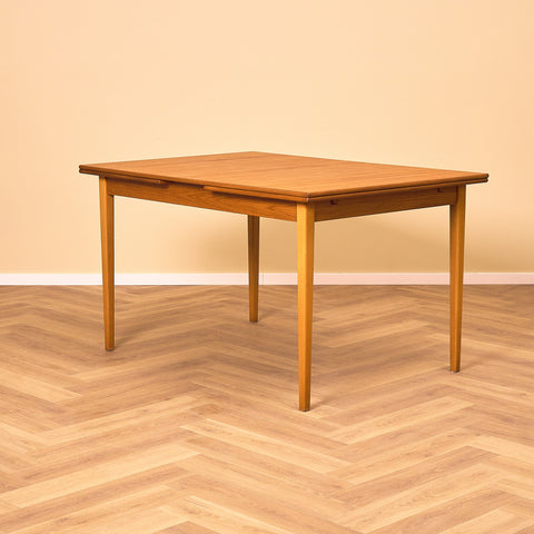 Swedish rectangular dining table in teak and beech