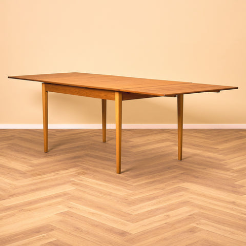Swedish rectangular dining table in teak and beech