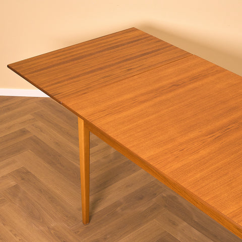 Swedish rectangular dining table in teak and beech
