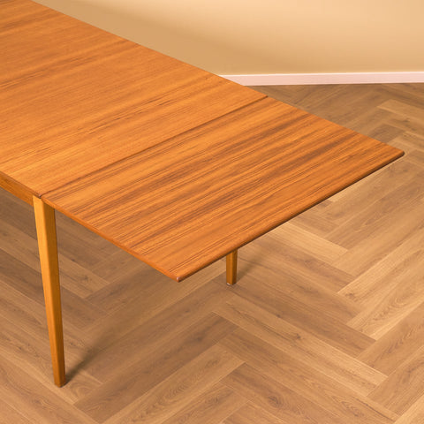 Swedish rectangular dining table in teak and beech