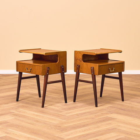 Swedish bedside tables in teak