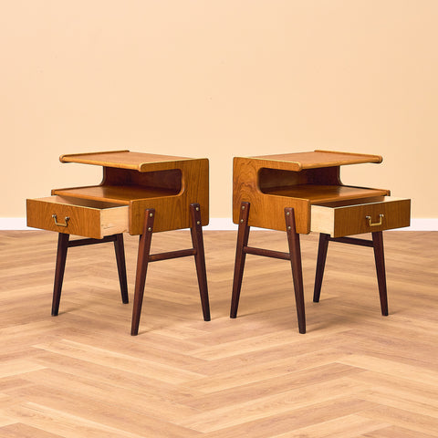 Swedish bedside tables in teak