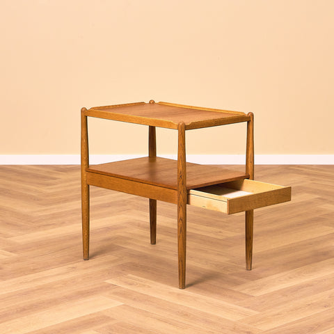 Swedish side table in teak and oak by Engström & Myrstrand for Tingströms, model "Arena"