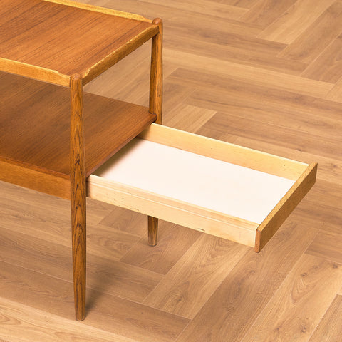 Swedish side table in teak and oak by Engström & Myrstrand for Tingströms, model "Arena"