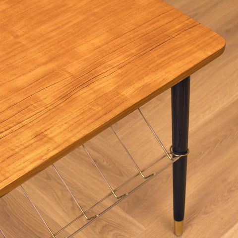 Swedish side table with magazine shelf in teak by Bröderna Miller AB, Bankeryd