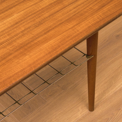 Swedish side table with magazine shelf in teak