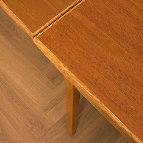 Swedish rectangular dining table in teak and oak by Rosendal Möbelfabrik, Rottne