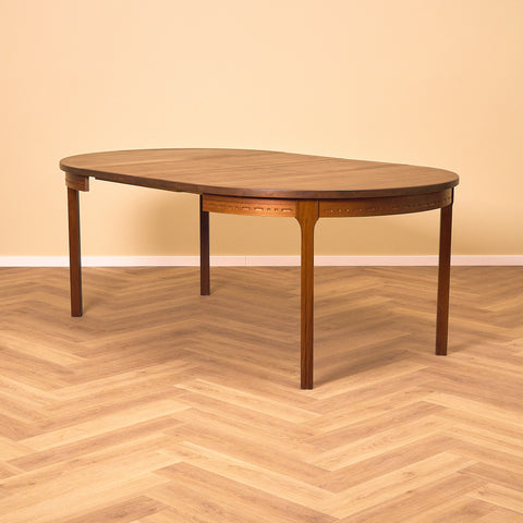 Swedish round dining table in walnut by Nils Jonsson for Troeds