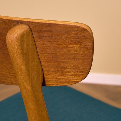 Danish dining chairs in teak and beech by Findahl